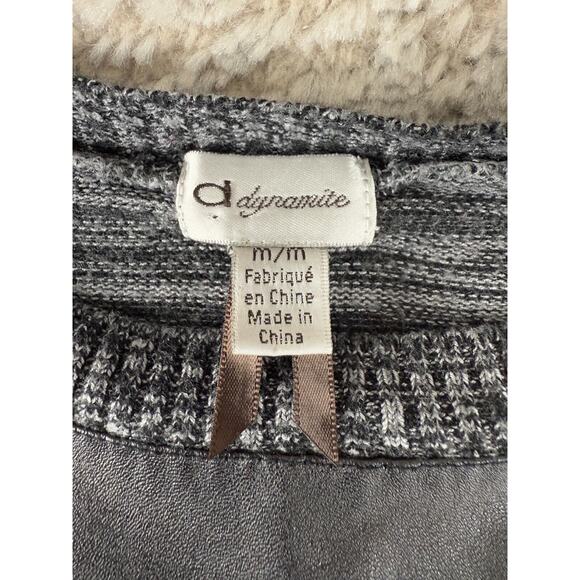 Dynamite Size M Striped Boat Neck Mini Sweater Dress Gray Pockets 3/4 Sleeve - Picture 6 of 8